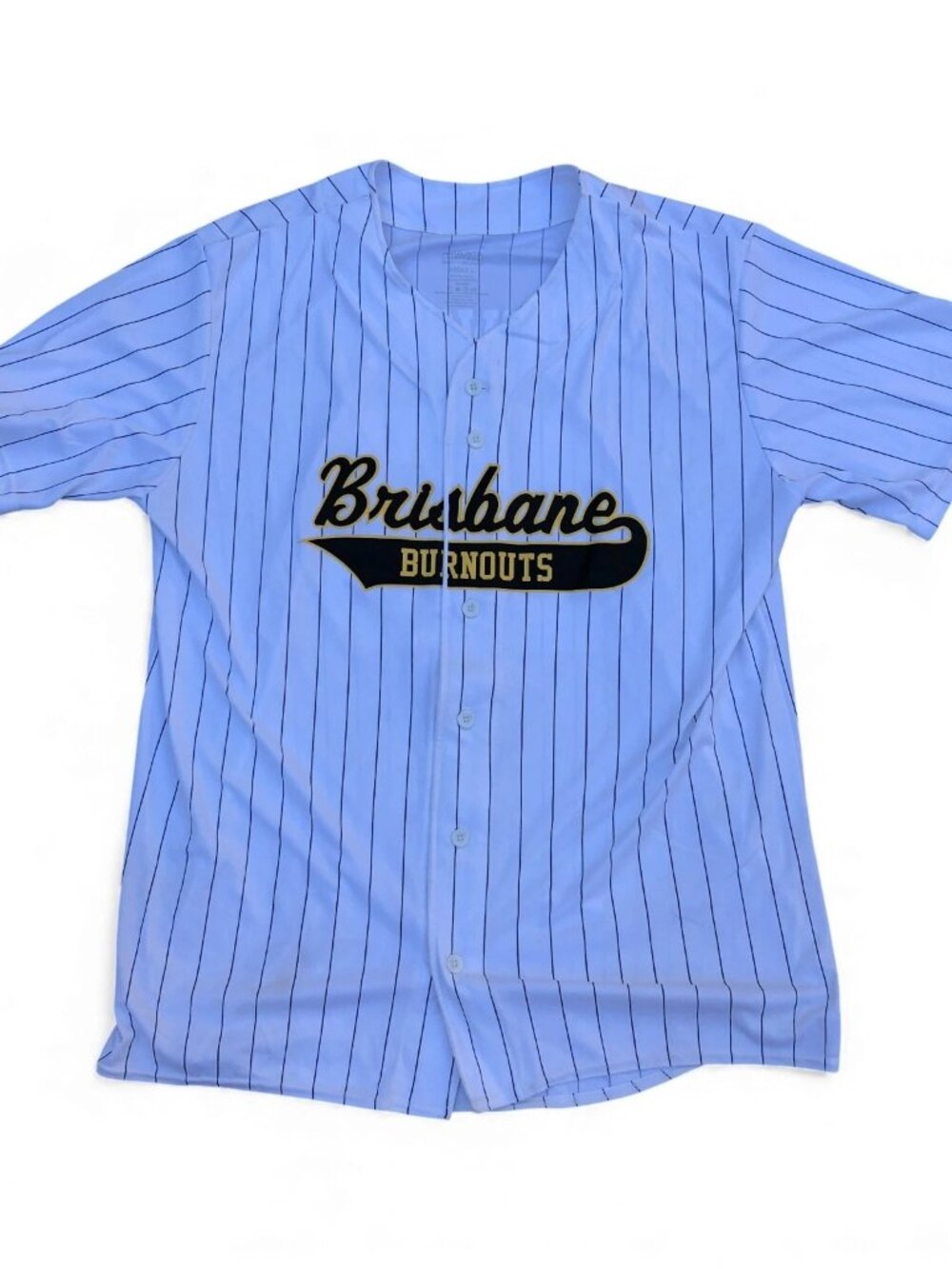 AUGUSTA Brisbane Burnouts Jersey Mens L #16 Argworld Striped Softball Bay White
